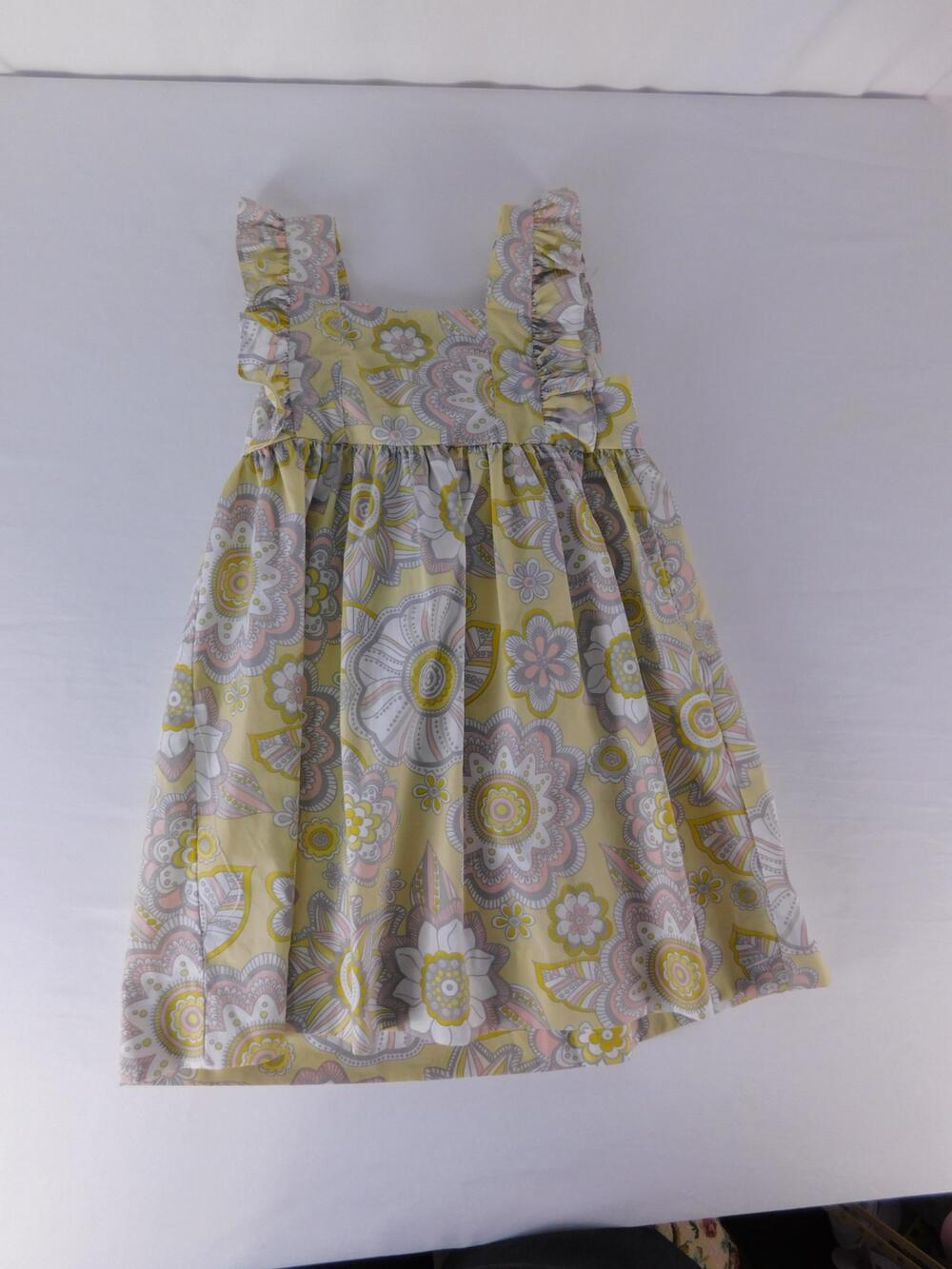 Stellybelly Dress Girls 3T Yellow Floral Ruffle Strap Square Neck Sundress